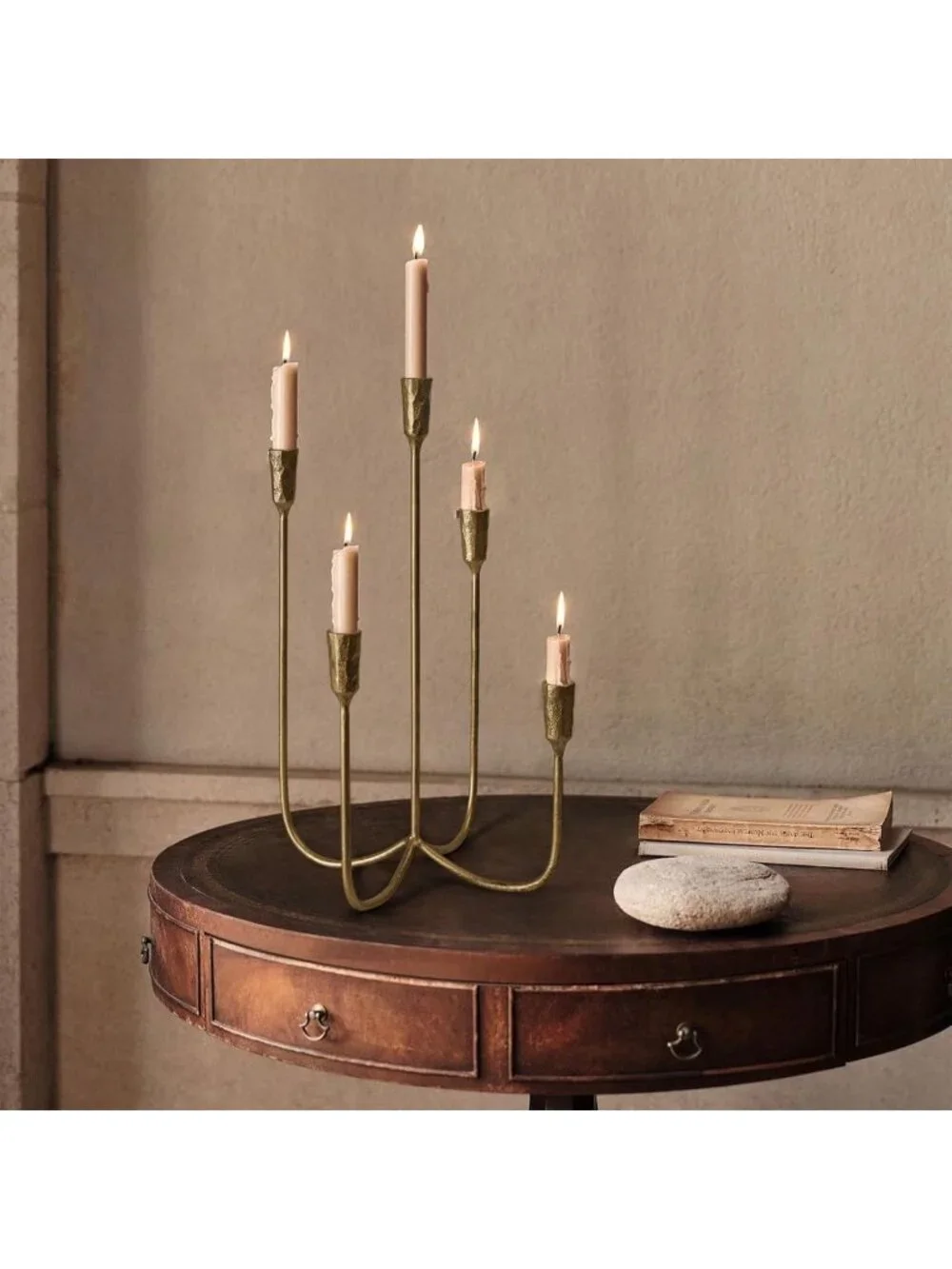 Elegant 5-Candle Cast Iron Candelabra Holders - 15
